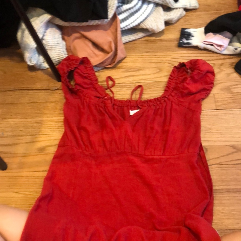red flow dress!!